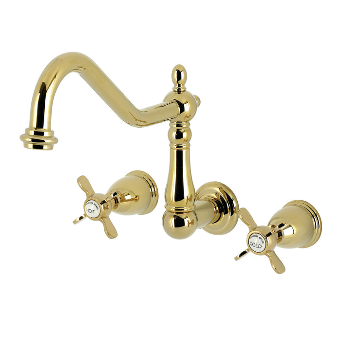 Kingston Heirloom KS1022BEX - Essex Two-Handle 3-Hole Wall Mount Roman Tub Faucet, Polished Brass