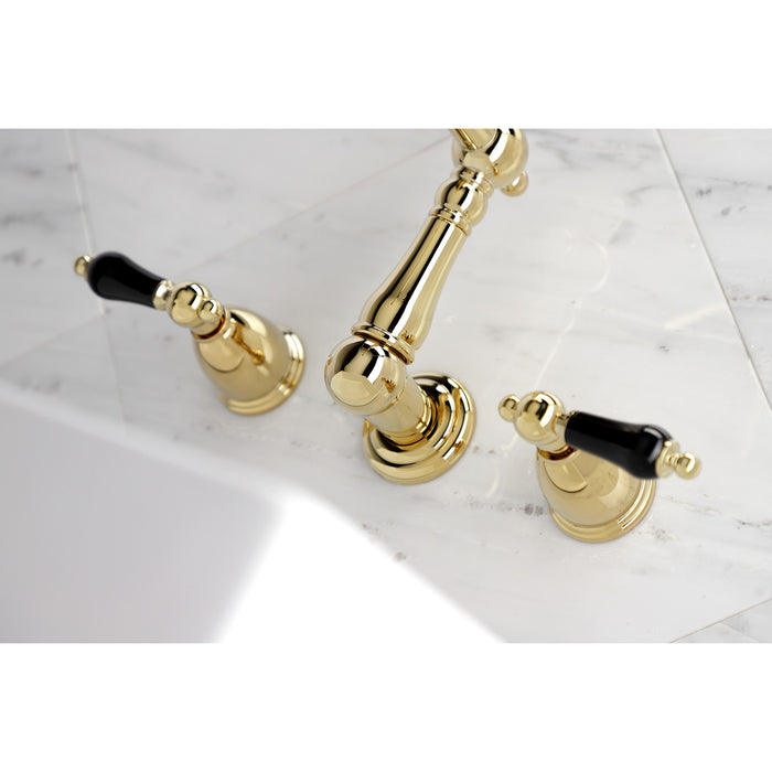 Kingston Heirloom KS1022PKL - Duchess Two-Handle 3-Hole Wall Mount Tub Faucet, Polished Brass