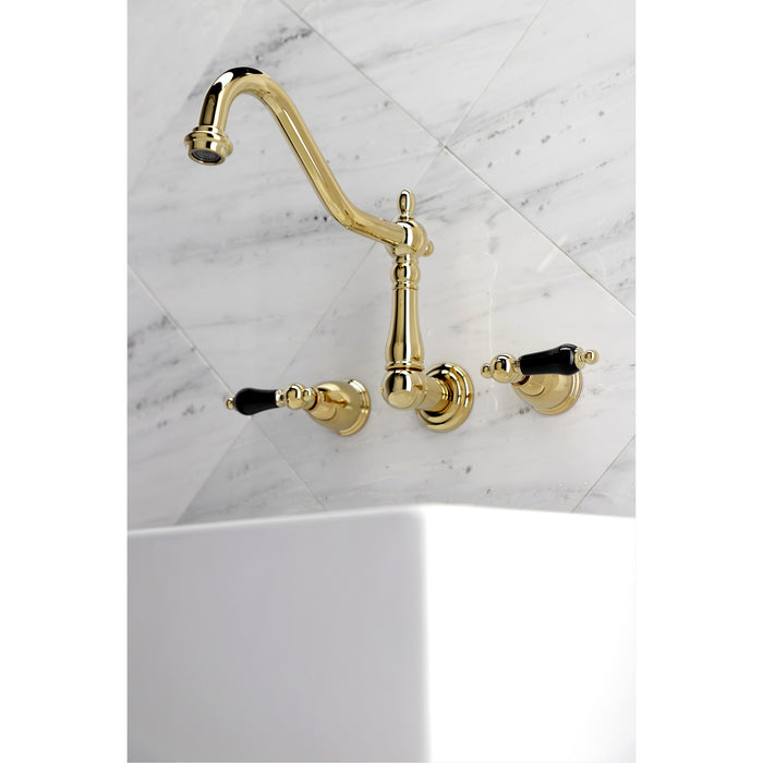 Kingston Heirloom KS1022PKL - Duchess Two-Handle 3-Hole Wall Mount Tub Faucet, Polished Brass