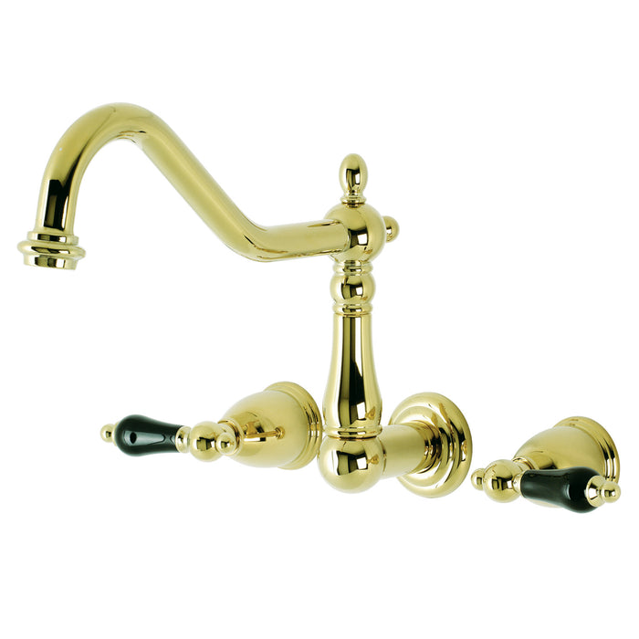 Kingston Heirloom KS1022PKL - Duchess Two-Handle 3-Hole Wall Mount Tub Faucet, Polished Brass