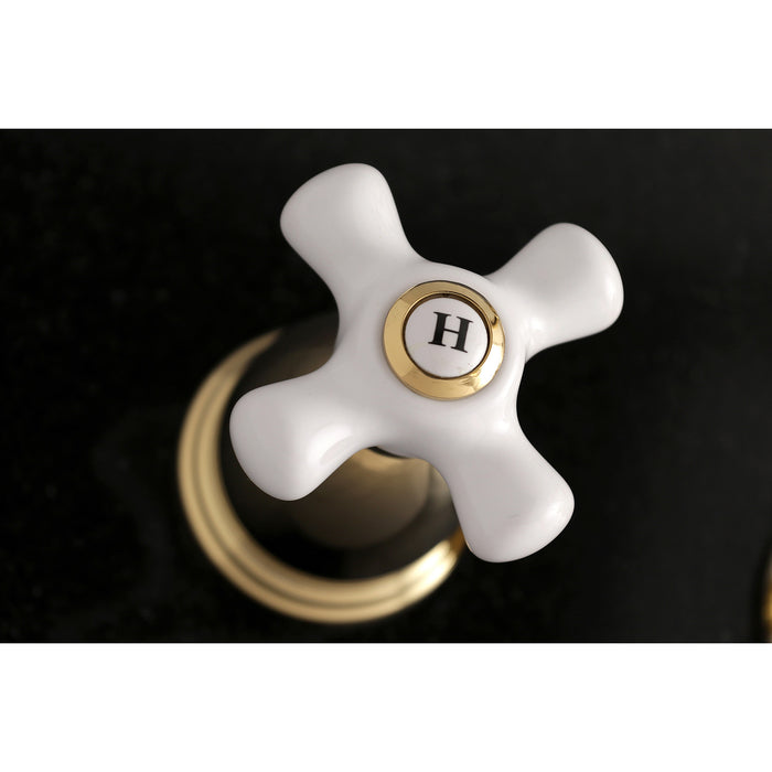 Kingston Heirloom KS1022PX - Heritage Two-Handle 3-Hole Wall Mount Tub Faucet, Polished Brass