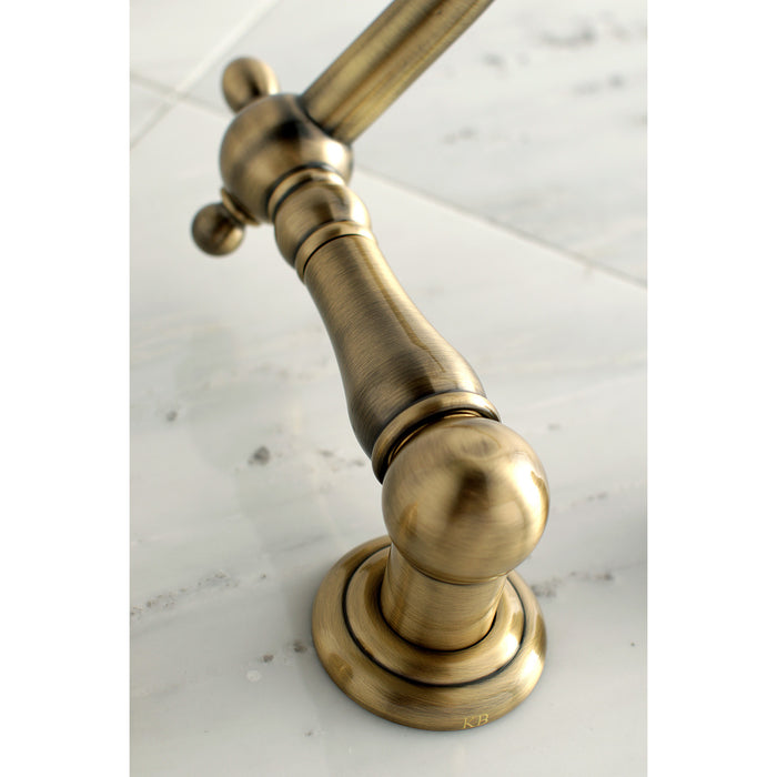 Kingston Heirloom KS1023AX - Heritage Two-Handle 3-Hole Wall Mount Tub Faucet, Antique Brass