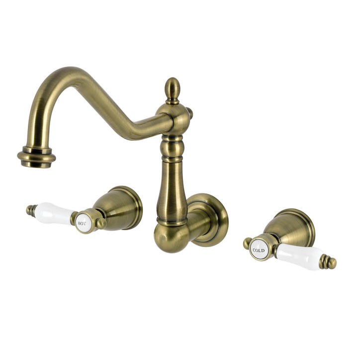 Kingston Heirloom KS1023BPL - Bel-Air Two-Handle 3-Hole Wall Mount Roman Tub Faucet, Antique Brass