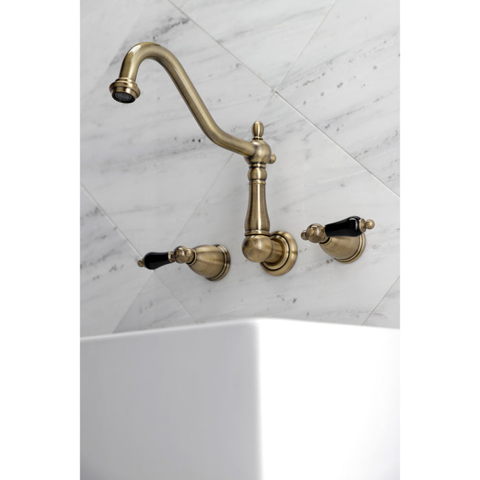 Kingston Heirloom KS1023PKL - Duchess Two-Handle 3-Hole Wall Mount Tub Faucet, Antique Brass