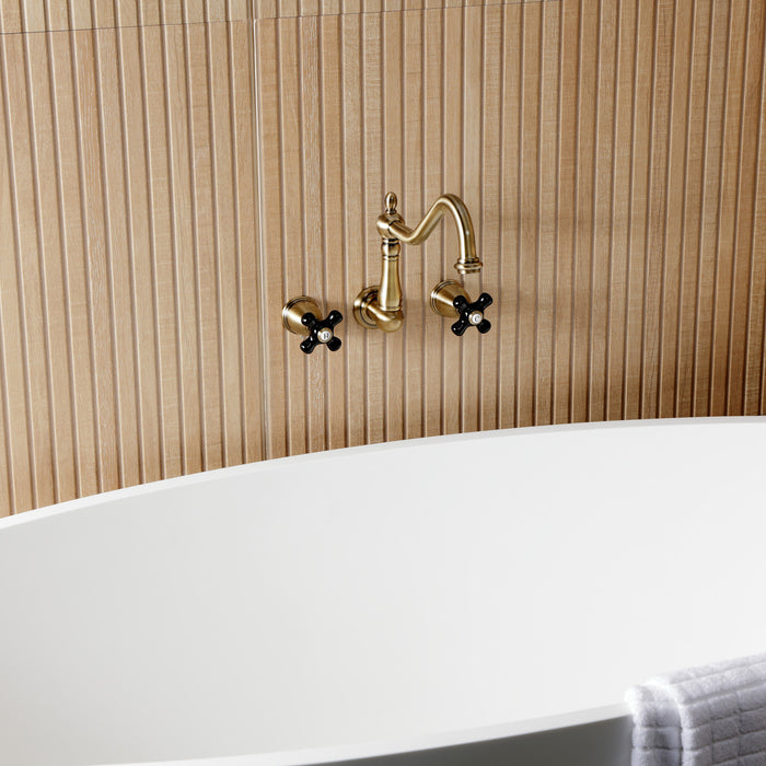 Kingston Heirloom KS1023PKX - Duchess Two-Handle 3-Hole Wall Mount Tub Faucet, Antique Brass