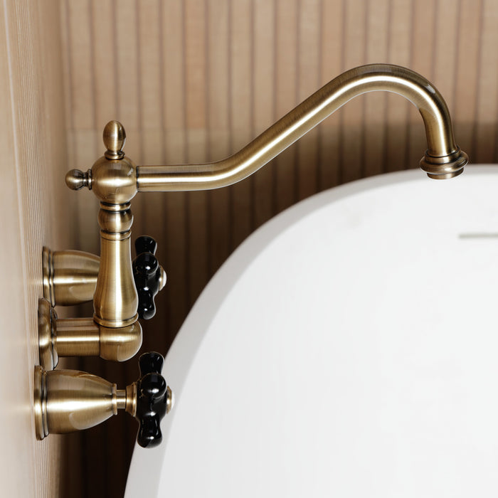 Kingston Heirloom KS1023PKX - Duchess Two-Handle 3-Hole Wall Mount Roman Tub Faucet, Antique Brass