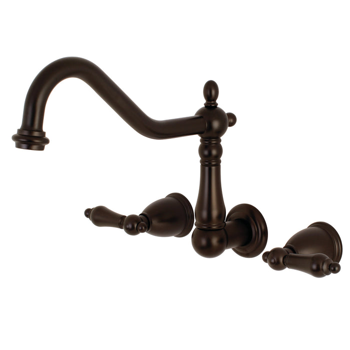 Kingston Heirloom KS1025AL - Heritage Two-Handle 3-Hole Wall Mount Tub Faucet, Oil Rubbed Bronze