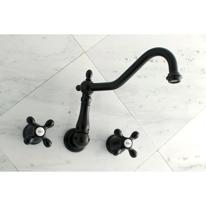 Kingston Heirloom KS1025AX - Heritage Two-Handle 3-Hole Wall Mount Tub Faucet, Oil Rubbed Bronze