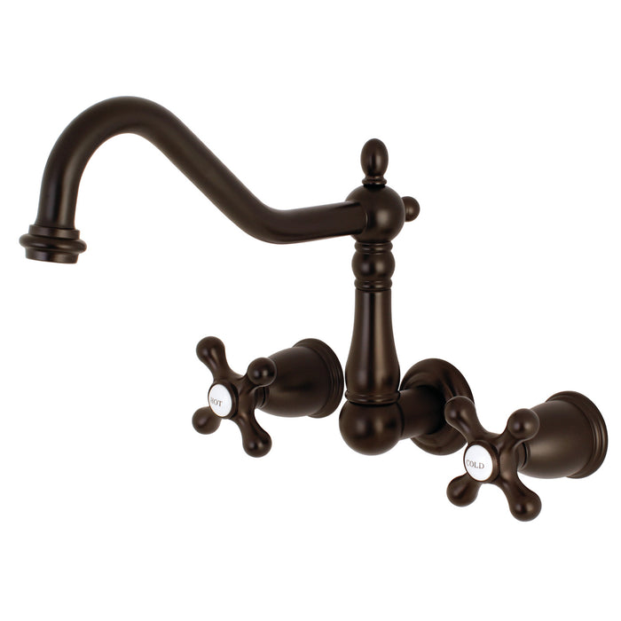 Kingston Heirloom KS1025AX - Heritage Two-Handle 3-Hole Wall Mount Tub Faucet, Oil Rubbed Bronze