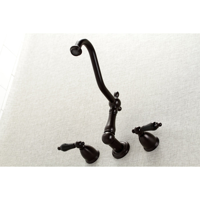 Kingston Heirloom KS1025PKL - Duchess Two-Handle 3-Hole Wall Mount Tub Faucet, Oil Rubbed Bronze