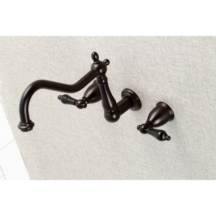 Kingston Heirloom KS1025PKL - Duchess Two-Handle 3-Hole Wall Mount Tub Faucet, Oil Rubbed Bronze