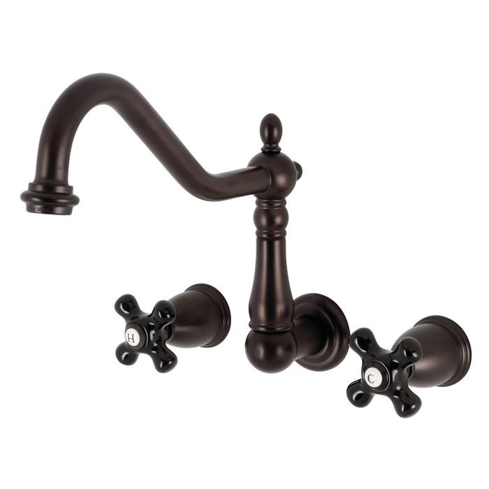 Kingston Heirloom KS1025PKX - Duchess Two-Handle 3-Hole Wall Mount Tub Faucet, Oil Rubbed Bronze