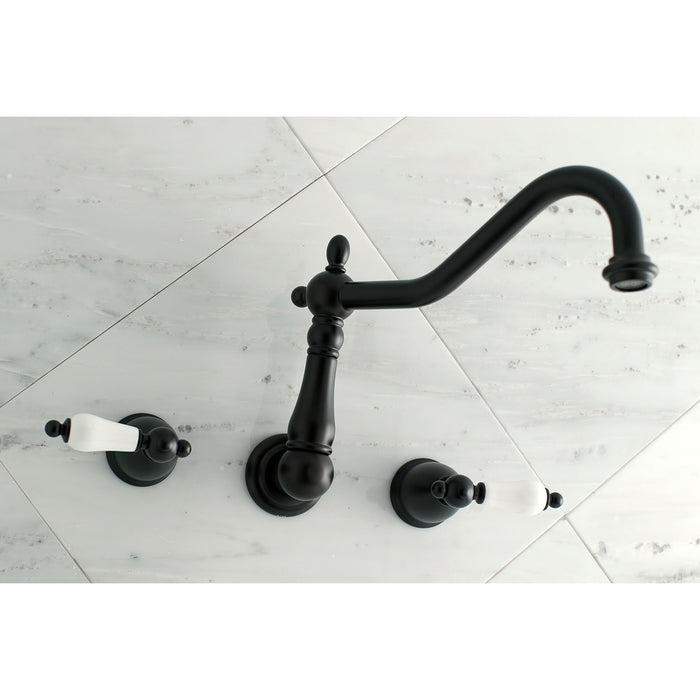 Kingston Heirloom KS1025PL - Heritage Two-Handle 3-Hole Wall Mount Tub Faucet, Oil Rubbed Bronze