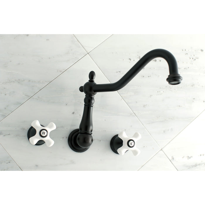 Kingston Heirloom KS1025PX - Heritage Two-Handle 3-Hole Wall Mount Tub Faucet, Oil Rubbed Bronze