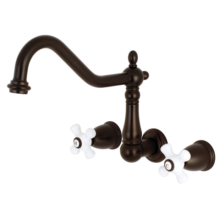 Kingston Heirloom KS1025PX - Heritage Two-Handle 3-Hole Wall Mount Tub Faucet, Oil Rubbed Bronze