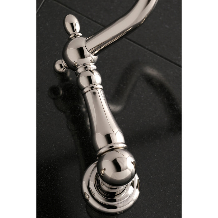 Kingston Heirloom KS1026AL - Heritage Two-Handle 3-Hole Wall Mount Tub Faucet, Polished Nickel