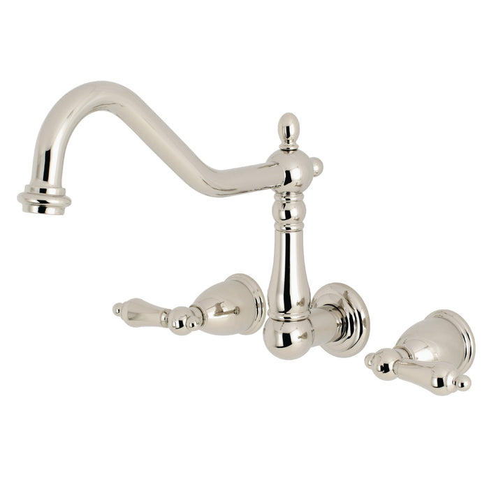 Kingston Heirloom KS1026AL - Heritage Two-Handle 3-Hole Wall Mount Tub Faucet, Polished Nickel