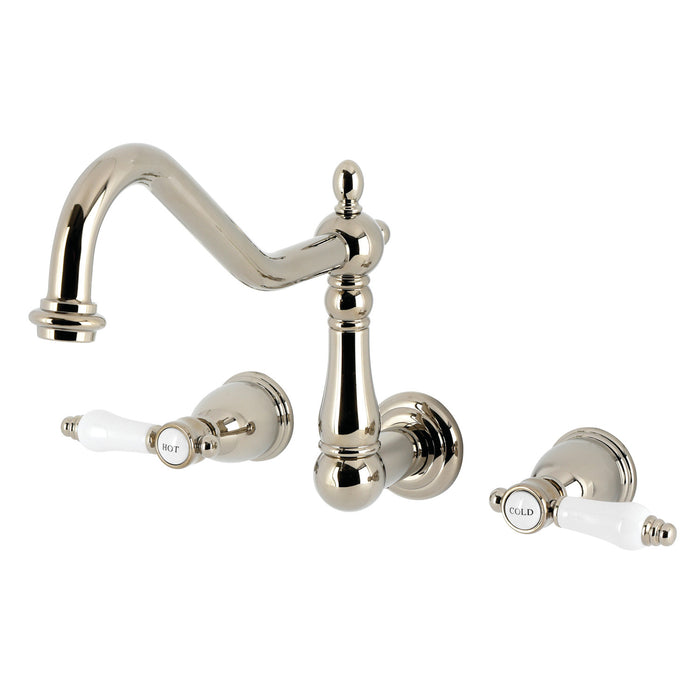 Kingston Heirloom KS1026BPL - Bel-Air Two-Handle 3-Hole Wall Mount Roman Tub Faucet, Polished Nickel