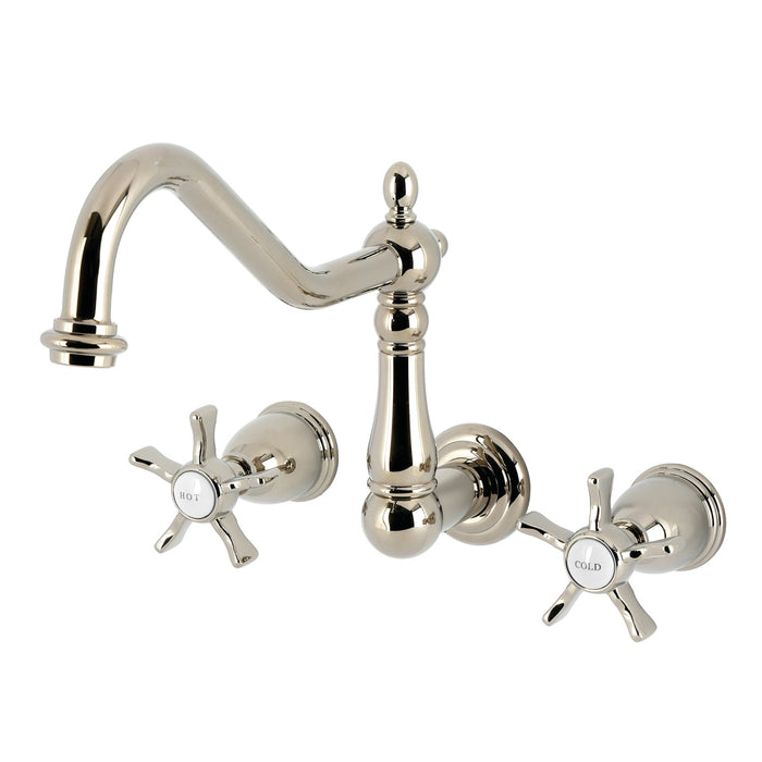 Kingston Heirloom KS1026NX - Hamilton Two-Handle 3-Hole Wall Mount Roman Tub Faucet, Polished Nickel