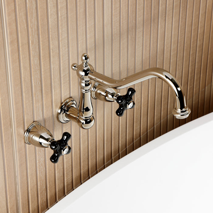 Kingston Heirloom KS1026PKX - Duchess Two-Handle 3-Hole Wall Mount Tub Faucet, Polished Nickel