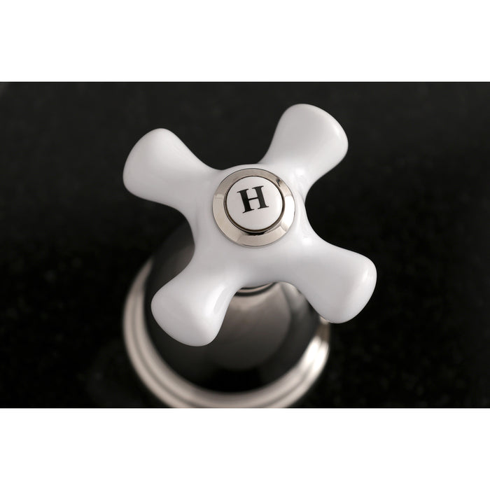 Kingston Heirloom KS1026PX - Heritage Two-Handle 3-Hole Wall Mount Tub Faucet, Polished Nickel
