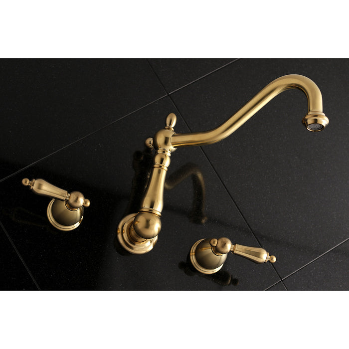 Kingston Heirloom KS1027AL - Heritage Two-Handle 3-Hole Wall Mount Roman Tub Faucet, Brushed Brass