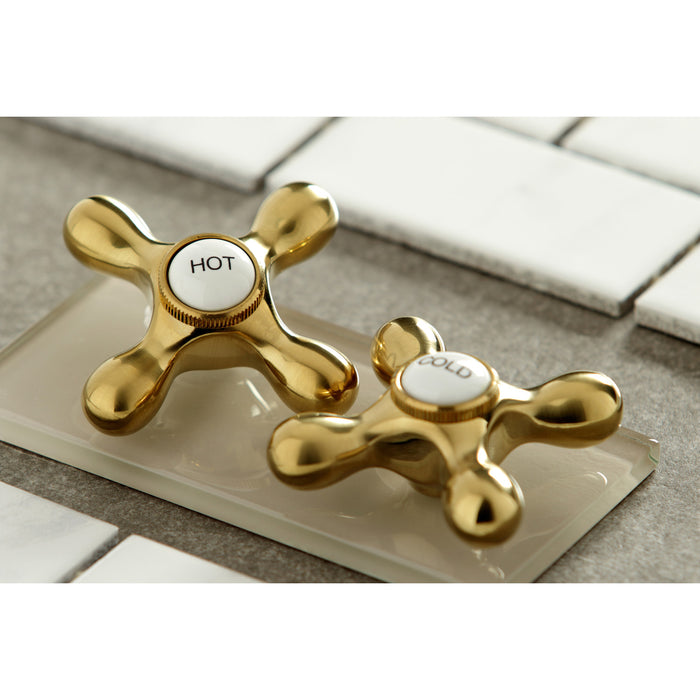 Kingston Heirloom KS1027AX - Heritage Two-Handle 3-Hole Wall Mount Tub Faucet, Brushed Brass