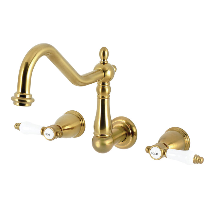 Kingston Heirloom KS1027BPL - Bel-Air Two-Handle 3-Hole Wall Mount Roman Tub Faucet, Brushed Brass