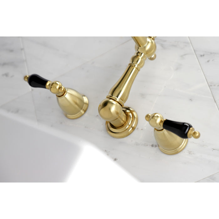 Kingston Heirloom KS1027PKL - Duchess Two-Handle 3-Hole Wall Mount Tub Faucet, Brushed Brass