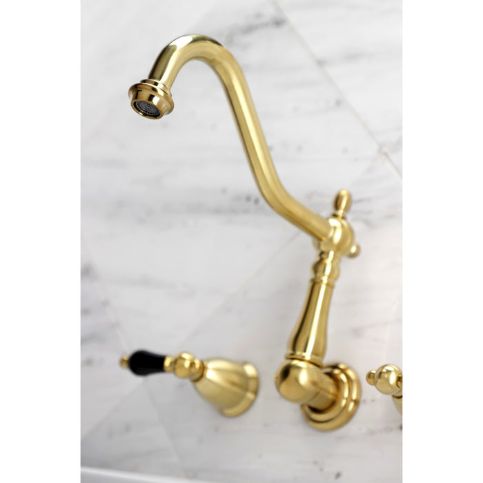 Kingston Heirloom KS1027PKL - Duchess Two-Handle 3-Hole Wall Mount Tub Faucet, Brushed Brass