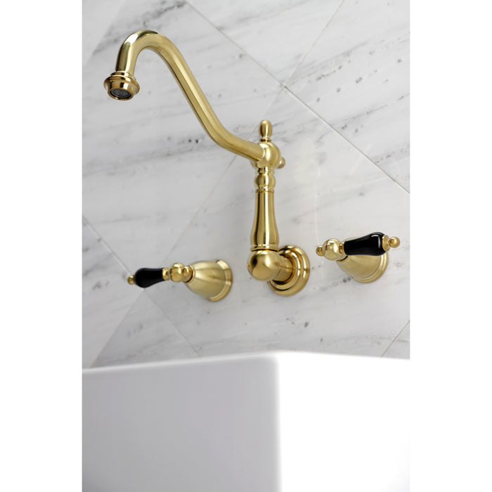 Kingston Heirloom KS1027PKL - Duchess Two-Handle 3-Hole Wall Mount Tub Faucet, Brushed Brass