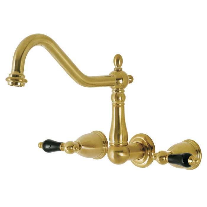 Kingston Heirloom KS1027PKL - Duchess Two-Handle 3-Hole Wall Mount Tub Faucet, Brushed Brass