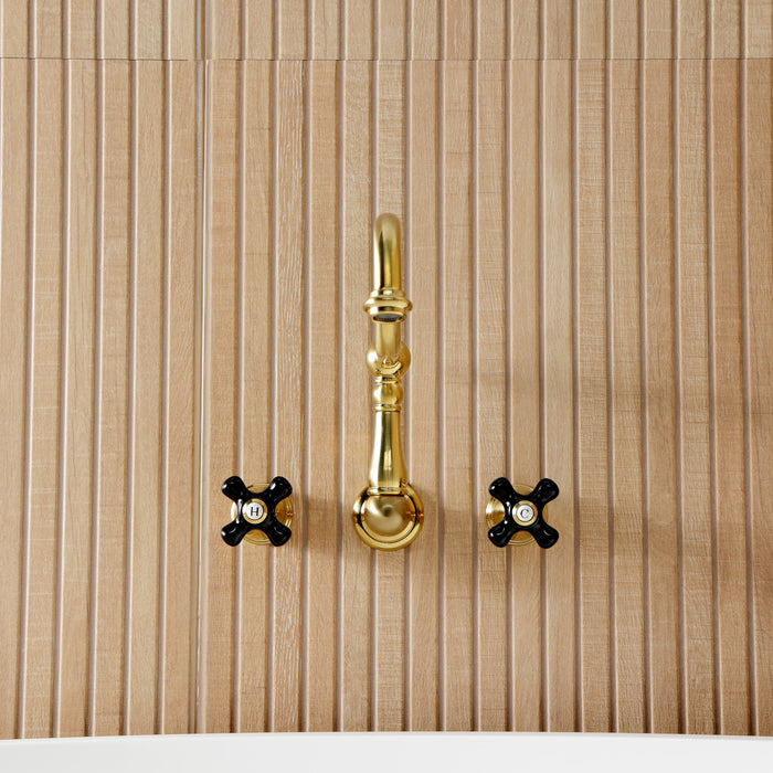 Kingston Heirloom KS1027PKX - Duchess Two-Handle 3-Hole Wall Mount Roman Tub Faucet, Brushed Brass