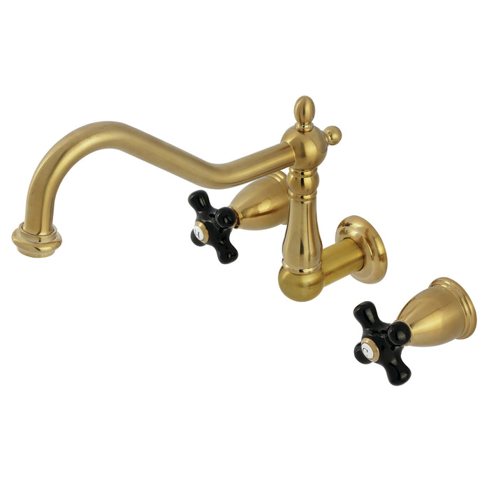 Kingston Heirloom KS1027PKX - Duchess Two-Handle 3-Hole Wall Mount Roman Tub Faucet, Brushed Brass