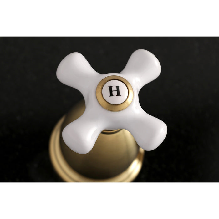 Kingston Heirloom KS1027PX - Heritage Two-Handle 3-Hole Wall Mount Tub Faucet, Brushed Brass