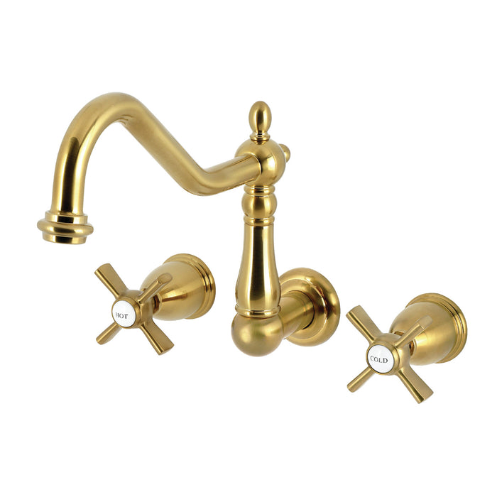 Kingston Heirloom KS1027ZX - Millennium Two-Handle 3-Hole Wall Mount Roman Tub Faucet, Brushed Brass