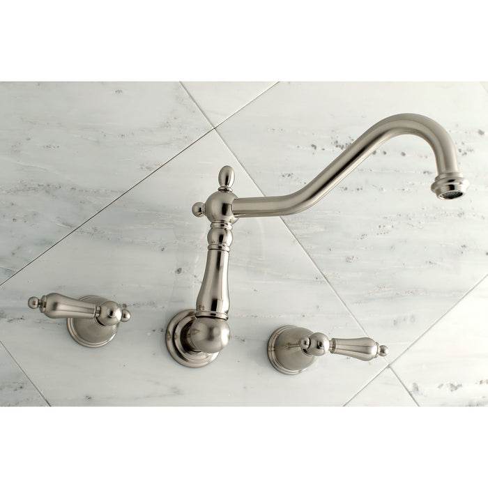 Heritage KS1028AL Two-Handle 3-Hole Wall Mount Roman Tub Faucet, Brushed Nickel