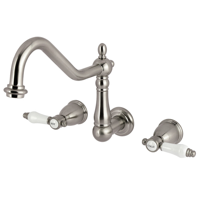 Kingston Heirloom KS1028BPL - Bel-Air Two-Handle 3-Hole Wall Mount Tub Faucet, Brushed Nickel