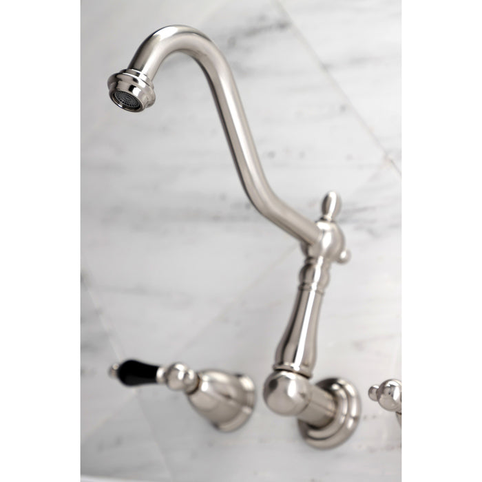 Kingston Heirloom KS1028PKL - Duchess Two-Handle 3-Hole Wall Mount Tub Faucet, Brushed Nickel