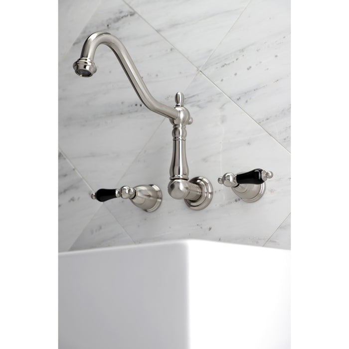 Kingston Heirloom KS1028PKL - Duchess Two-Handle 3-Hole Wall Mount Tub Faucet, Brushed Nickel