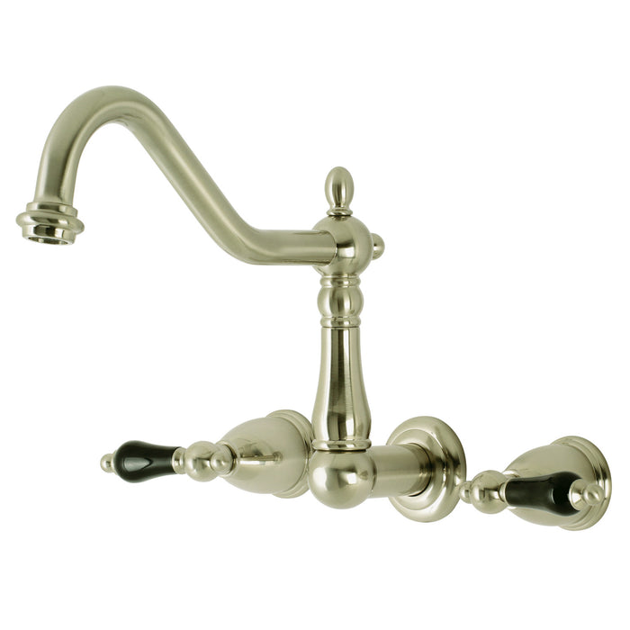Kingston Heirloom KS1028PKL - Duchess Two-Handle 3-Hole Wall Mount Tub Faucet, Brushed Nickel
