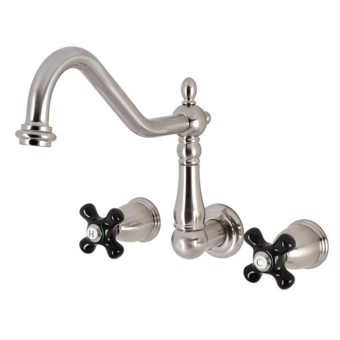 Kingston Heirloom KS1028PKX - Duchess Two-Handle 3-Hole Wall Mount Tub Faucet, Brushed Nickel