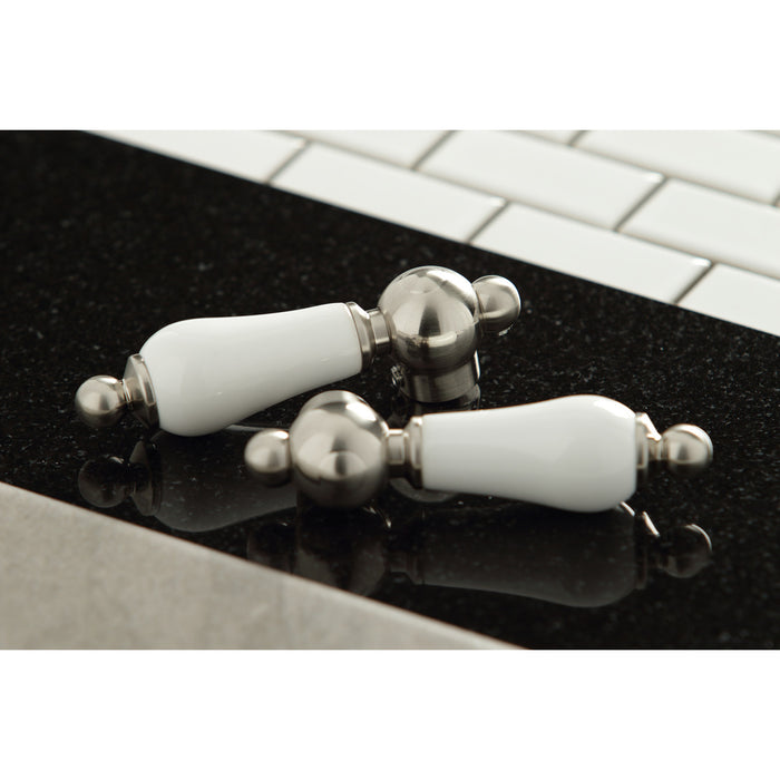 Kingston Heirloom KS1028PL - Heritage Two-Handle 3-Hole Wall Mount Tub Faucet, Brushed Nickel