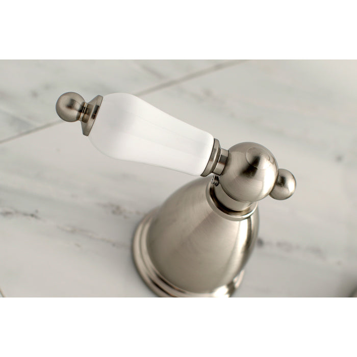 Kingston Heirloom KS1028PL - Heritage Two-Handle 3-Hole Wall Mount Tub Faucet, Brushed Nickel