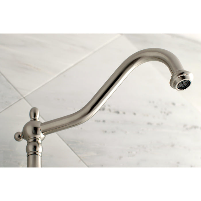Kingston Heirloom KS1028PX - Heritage Two-Handle 3-Hole Wall Mount Tub Faucet, Brushed Nickel