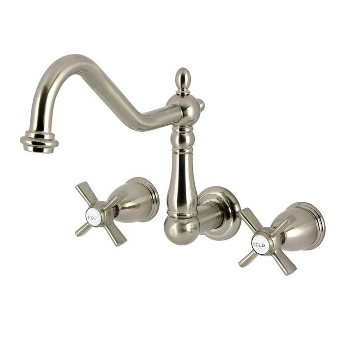 Kingston Heirloom KS1028ZX - Millennium Two-Handle 3-Hole Wall Mount Roman Tub Faucet, Brushed Nickel