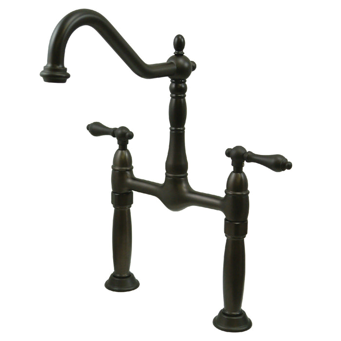 Kingston Victorian KS1075AL Two-Handle 2-Hole Deck Mount Bridge Vessel Faucet, Oil Rubbed Bronze