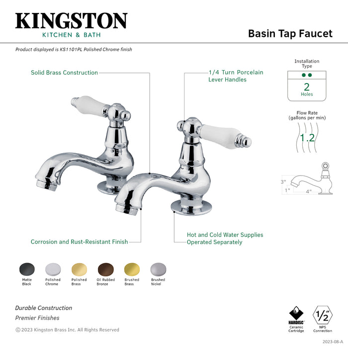 Heritage KS1102PL Two-Handle Deck Mount Basin Tap Faucet, Polished Brass