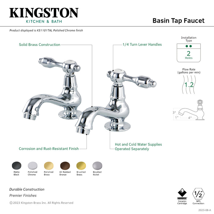 Tudor KS1102TAL Two-Handle Deck Mount Basin Tap Faucet, Polished Brass