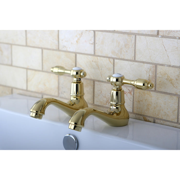 Kingston Heirloom KS1102TAL - Tudor Two-Handle Deck Mount Basin Tap Faucet, Polished Brass